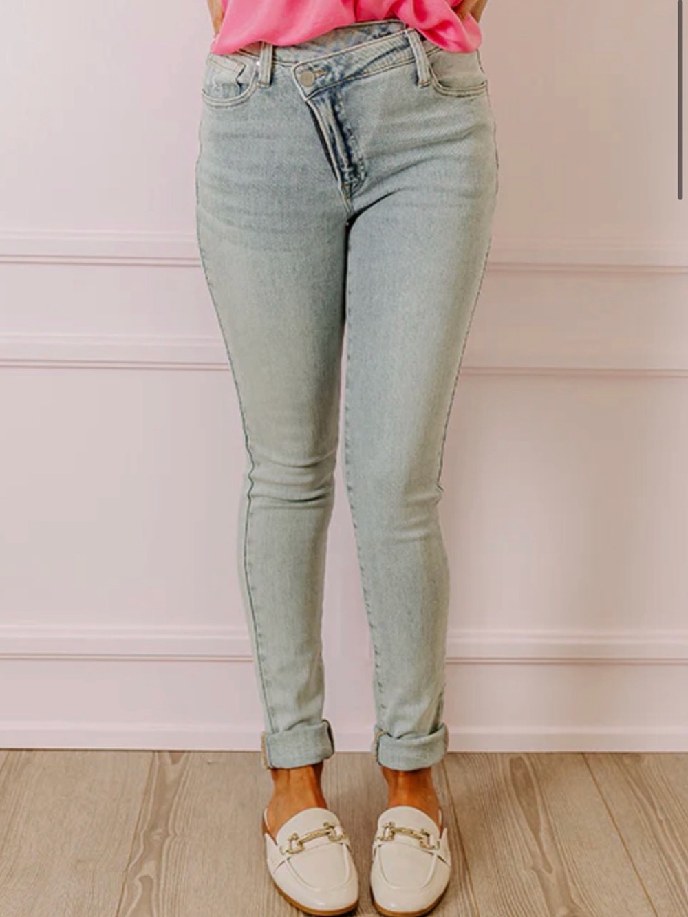 High-Rise Slim Jeans in Light Blue